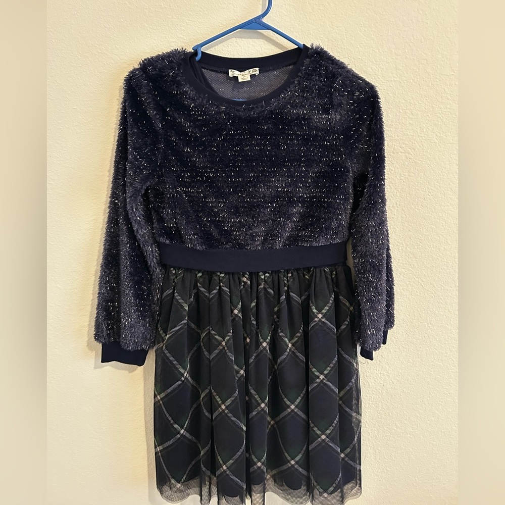 Kids' Navy and Green Plaid Dress